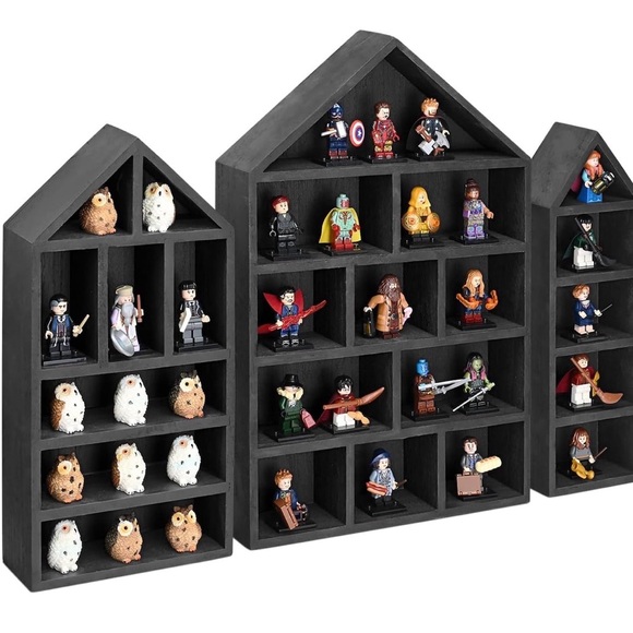 House-Shaped Wooden Shadow Box Display Shelf Set of 3 10W x 2 1/4D x 15H - Picture 4 of 4